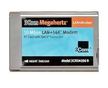 3COM 3CXEM556B 10 MBPS LAN+56K MODEM PC CARD WITH XJACK