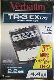 VERBATIM 91200 TR3 2.2/4.4GB EXTRA TRAVAN DATA CARTRIDGE 1PK