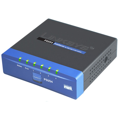 LINKSYS PSUS4 PRINTSERVER FOR USB WITH 4 PORT SWITCH