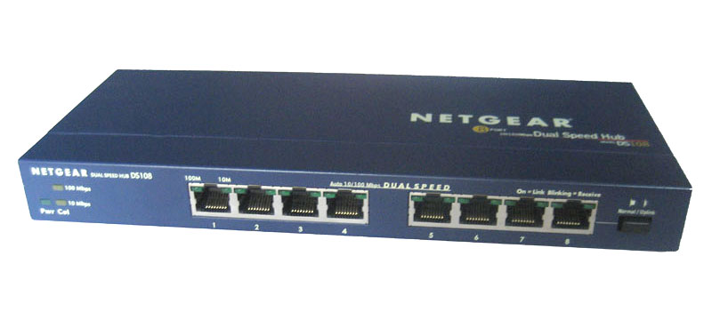 NETGEAR DS108 8-PORT DUAL SPEED 10/100 NETWORK HUB